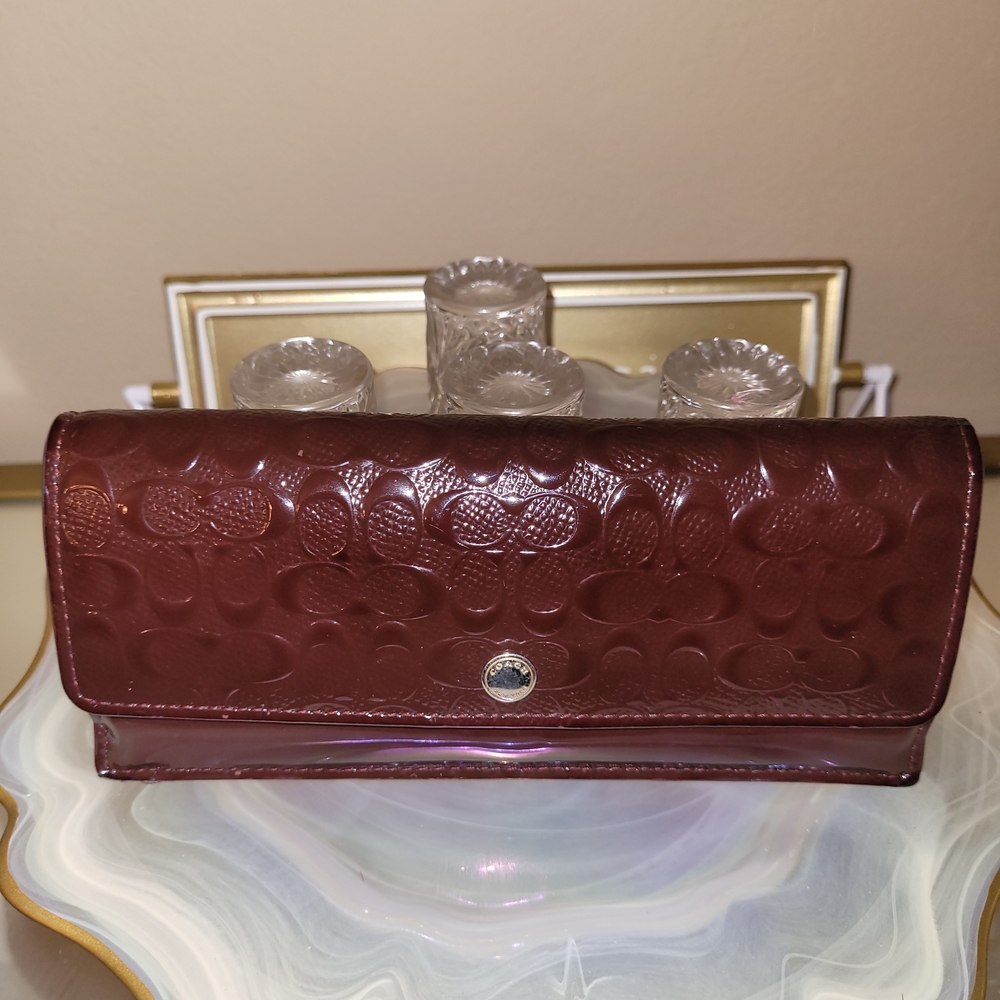 3 Piece Set Coach Signature Oxblood Margot Bag Crossover & 2 Matching Wallets - Picture 12 of 17